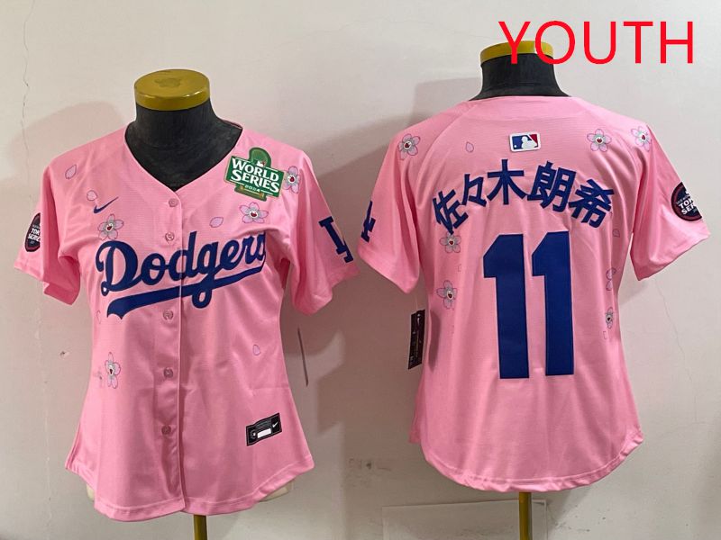 Youth Los Angeles Dodgers 11 R.Sasaki Pink Sakura Edition 2025 Nike MLB Jersey style 6
